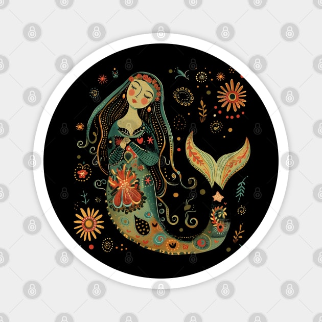 Ethno Mermaid in Old Slavic style Magnet by FrogandFog